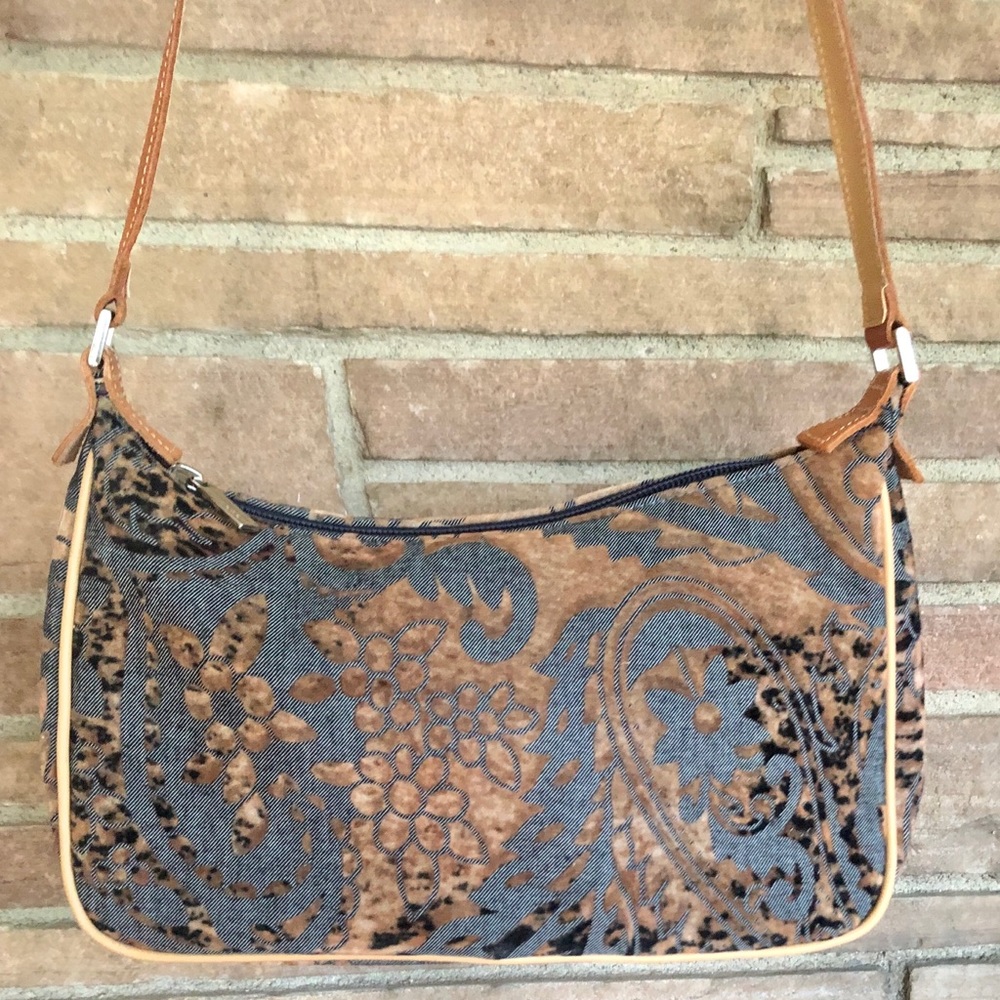 Boho Denim & Velvet Handbag